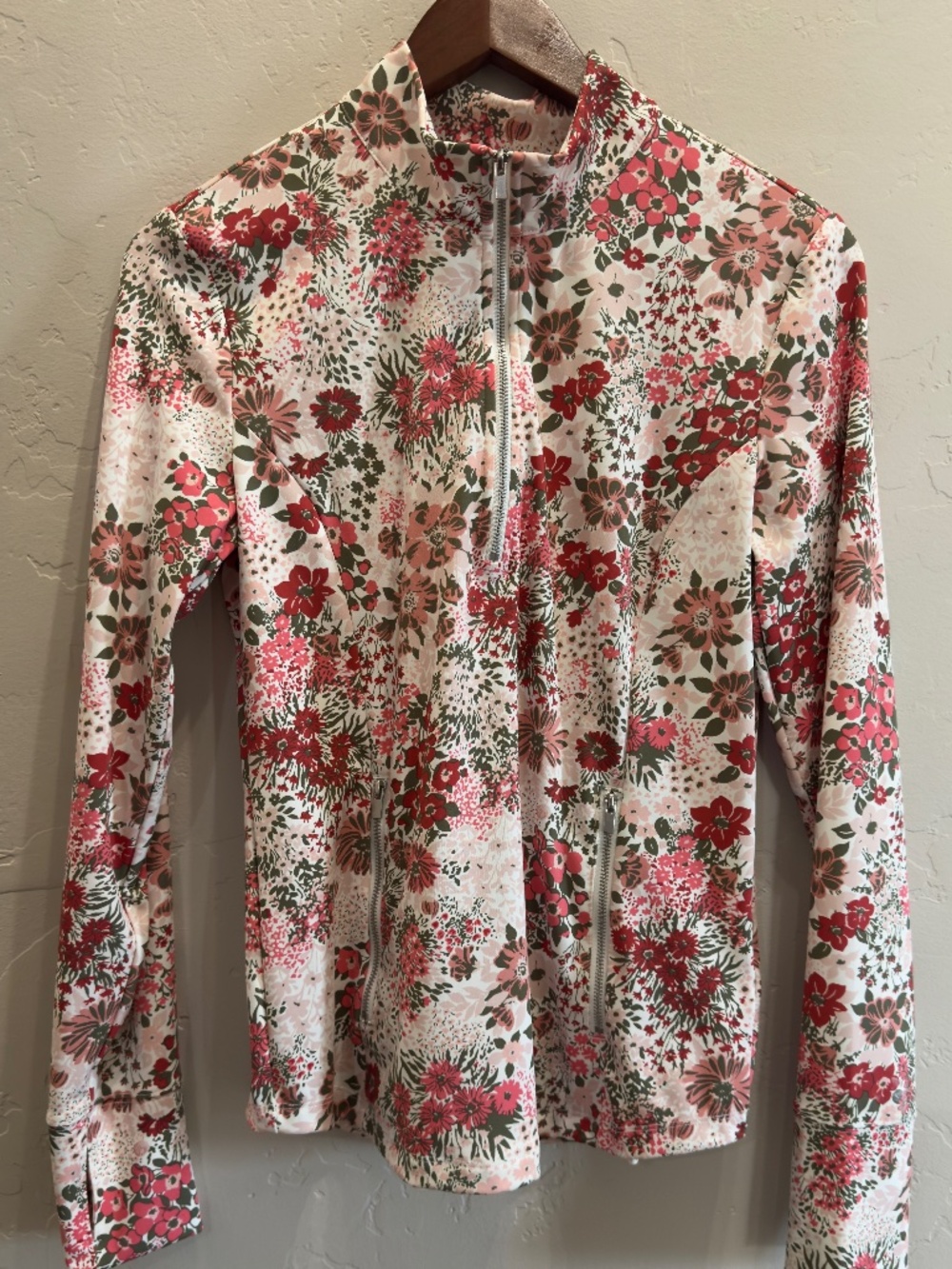 Laura Ashley Floral Quarter Zip Jacket Small Stretch Activewear Golf